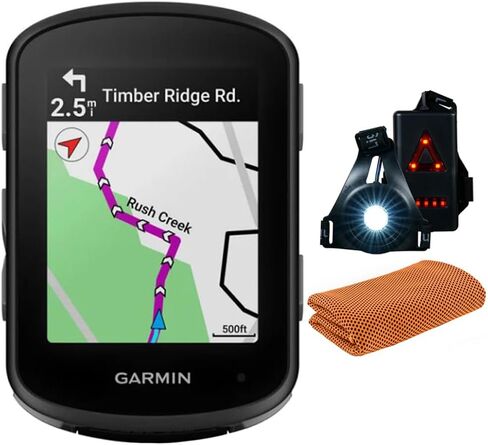 Garmin 010-02695-00 Edge 840، كمبيوتر مدمج لركوب الدراجات بنظام تحديد المواقع العالمي (GPS)، حزمة الجهاز فقط مع منشفة رياضية تبريد للتمرين وأساسيات ديكو، ضوء أمان أمامي وخلفي يمكن ارتداؤه in Saudi Arabia