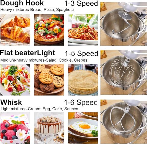 خلاط كهربائي للمطبخ من Biolomix، خلاط طعام برأس مائل 6 سرعات مع وعاء من الفولاذ المقاوم للصدأ سعة 6.5 لتر، وخطاف عجين، ومضرب مسطح، وخفق وغطاء مضاد للرذاذ، أحمر (6.5 لتر، أسود) in Kuwait