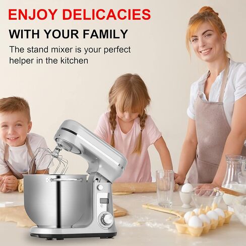 خلاط كهربائي للمطبخ من Biolomix، خلاط طعام برأس مائل 6 سرعات مع وعاء من الفولاذ المقاوم للصدأ سعة 6.5 لتر، وخطاف عجين، ومضرب مسطح، وخفق وغطاء مضاد للرذاذ، أحمر (6.5 لتر، أسود) in Kuwait