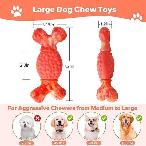 Rensh Tough Dog Toys for Aggressive Chewers, Indestructible Dog Chew Toys for Medium Large Breed, Sturdy Aggressive Chew Dog Toys to Keep Them Busy, Dog Chew Bones Toy for Long Lasting (Orange) in Saudi Arabia