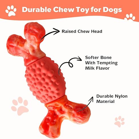 Rensh Tough Dog Toys for Aggressive Chewers, Indestructible Dog Chew Toys for Medium Large Breed, Sturdy Aggressive Chew Dog Toys to Keep Them Busy, Dog Chew Bones Toy for Long Lasting (Orange) in Saudi Arabia
