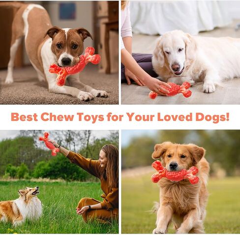 Rensh Tough Dog Toys for Aggressive Chewers, Indestructible Dog Chew Toys for Medium Large Breed, Sturdy Aggressive Chew Dog Toys to Keep Them Busy, Dog Chew Bones Toy for Long Lasting (Orange) in Saudi Arabia