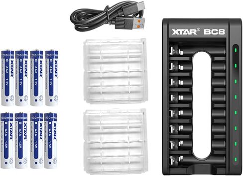 شاحن بطارية XTAR BC8 قابل للشحن 1.5 فولت AAA (شاحن BC8 + بطاريات AAA 8*1.5 فولت) in Kuwait