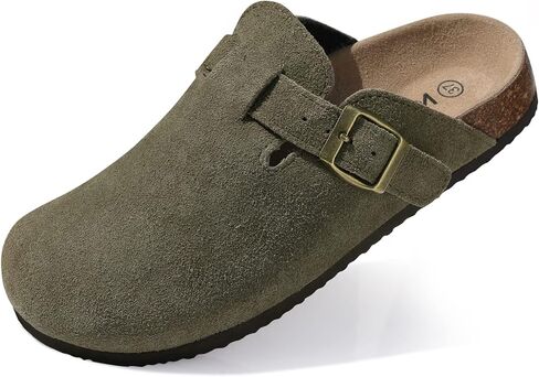 KIDMI Women's Suede Clogs Leather Mules Cork Footbed Sandals Potato Shoes with Arch Support Coffee 38 (Size 7) in Saudi Arabia