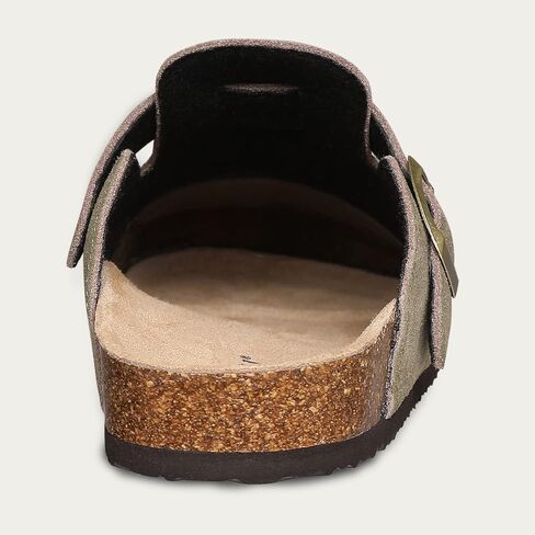 KIDMI Women's Suede Clogs Leather Mules Cork Footbed Sandals Potato Shoes with Arch Support Coffee 38 (Size 7) in Saudi Arabia