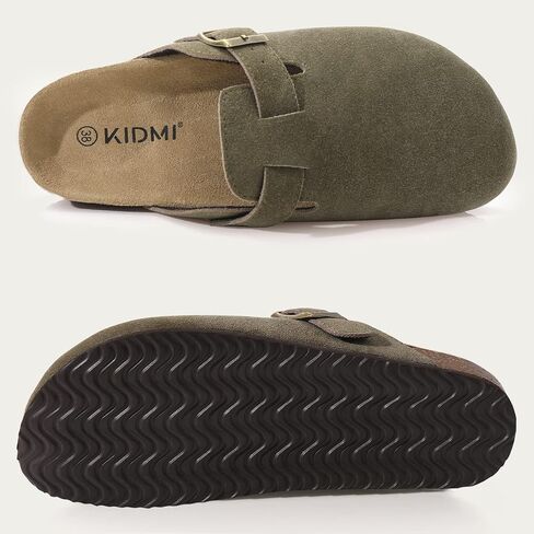 KIDMI Women's Suede Clogs Leather Mules Cork Footbed Sandals Potato Shoes with Arch Support Coffee 38 (Size 7) in Saudi Arabia
