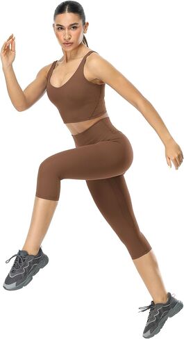 icyzone V Neck Sport Bra for women, Wireless Padded U Back Yoga Running Bra in Kuwait