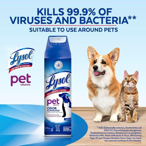 Reckitt LYSOL Pet Odor Eliminator, 15 Oz (Pack of 4) -With 1ct Auto In-The-Bowl Toilet Cleaner, Ocean Fresh in Saudi Arabia