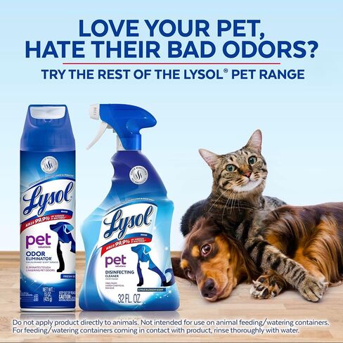 Reckitt LYSOL Pet Odor Eliminator, 15 Oz (Pack of 4) -With 1ct Auto In-The-Bowl Toilet Cleaner, Ocean Fresh in Saudi Arabia
