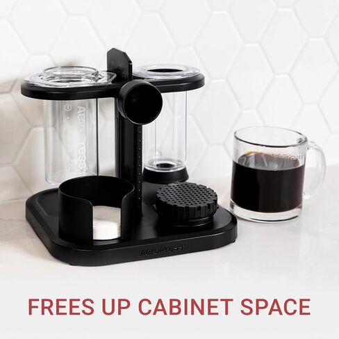 AeroPress Organizer Stand, Compact Storage Original, Clear, XL Coffee Maker, and Accessories, Ideal Coffee Caddy Storage Station, Experience Slip-Free Storage, Black in Kuwait