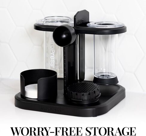 AeroPress Organizer Stand, Compact Storage Original, Clear, XL Coffee Maker, and Accessories, Ideal Coffee Caddy Storage Station, Experience Slip-Free Storage, Black in Kuwait