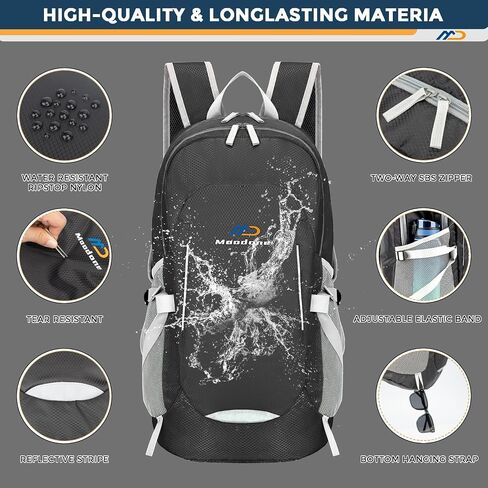 40L Hiking Backpack Waterproof Camping Packable Daypack for Men and Women, Lightweight Day Pack for Travel Outdoor - Black in Saudi Arabia