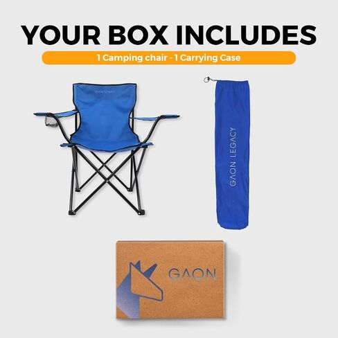 Folding Camping and Beach Chair for Outdoor with Cup Holder - Compact Lightweight Chair with Carry Bag Set of 4 (Blue) in Saudi Arabia