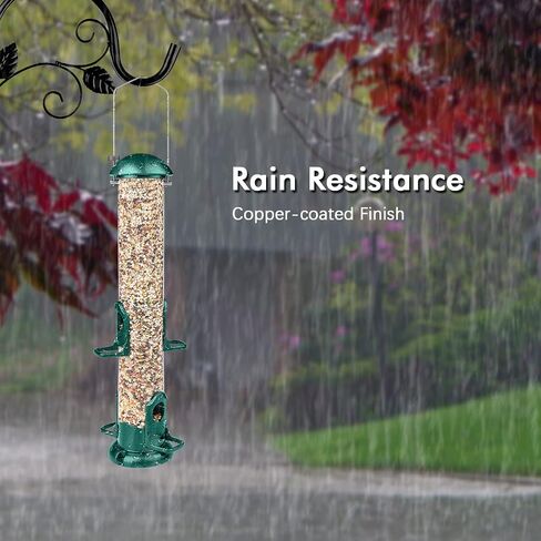 Wild Bird Feeders, 2Pcs Witacles 17 Inch Tube All Metal Steel Hanger, Classic for Garden Yard Outdoor, 4 Feeding Ports, Seed is not Included (2 Pcs) in Saudi Arabia
