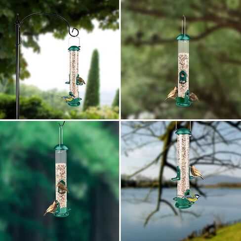Wild Bird Feeders, 2Pcs Witacles 17 Inch Tube All Metal Steel Hanger, Classic for Garden Yard Outdoor, 4 Feeding Ports, Seed is not Included (2 Pcs) in Saudi Arabia