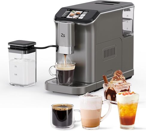 Espresso & Coffee Machine with Automatic Milk Frother, 20 Bar Built-In & Adjustable Espresso Bean Grinder, 1-15 Adjustable Grind, Touch Screen Coffee Machine with 1.5L Water Tank for Coffee Lover in Saudi Arabia