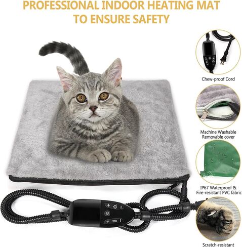 Heated Cat Bed for Indoor Cats, Foldable Cat House with Removable Heating Pad for Cats Small Dog Covered Cat Bed Cave Kitty Hideaway with with Scratch Pad, All Season Use in Saudi Arabia