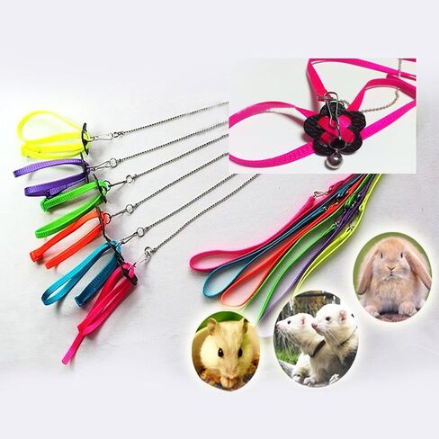 2 Pack Adjustable Hamster Leash Harness for Harness for Ferret Baby Rabbit Hamster Rat Mouse Leash Lead with Bell (Black) in Saudi Arabia