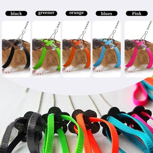 2 Pack Adjustable Hamster Leash Harness for Harness for Ferret Baby Rabbit Hamster Rat Mouse Leash Lead with Bell (Black) in Saudi Arabia