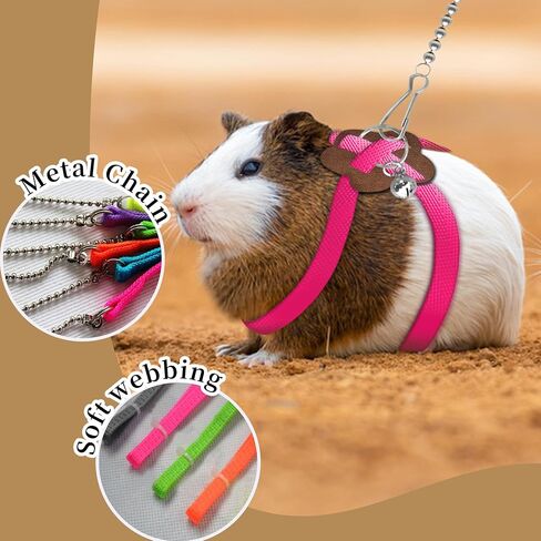 2 Pack Adjustable Hamster Leash Harness for Harness for Ferret Baby Rabbit Hamster Rat Mouse Leash Lead with Bell (Black) in Saudi Arabia
