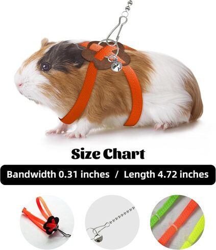 2 Pack Adjustable Hamster Leash Harness for Harness for Ferret Baby Rabbit Hamster Rat Mouse Leash Lead with Bell (Black) in Saudi Arabia