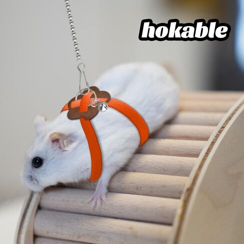 2 Pack Adjustable Hamster Leash Harness for Harness for Ferret Baby Rabbit Hamster Rat Mouse Leash Lead with Bell (Black) in Saudi Arabia