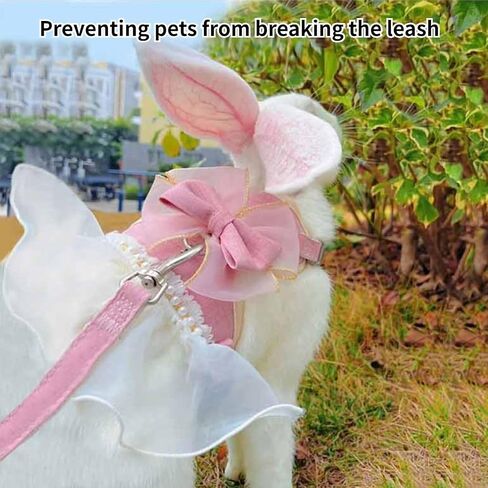 Rabbit Harness and Leash for Walking Escape Proof - Cute Skirt Mesh Breathable Bunny Vest Harness Outdoor Camping Hiking Training - Also Suit for Small Animals (Pink,M) in Saudi Arabia