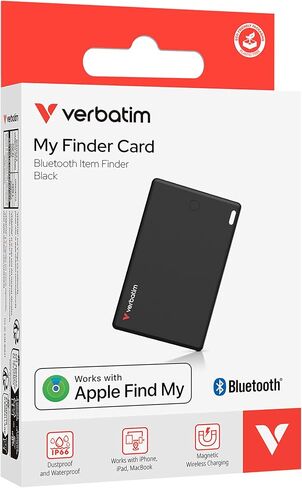 Verbatim My Finder Bluetooth Card Thin Wallet Item Finder Works with Apple Find My (iOS Only) 1 Pack – Black in Saudi Arabia