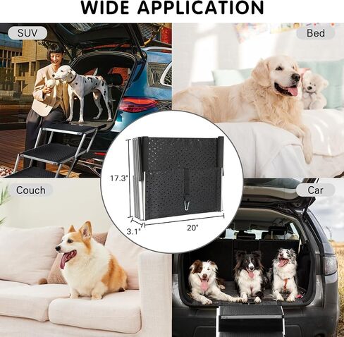 DGSL Dog Ramp for Car, 4-Step Folding Dog Stairs, Aluminum, Black, Supports Up to 250 Lbs in Saudi Arabia