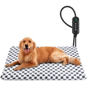 MIXJOY Heated Cat Bed, 11 Adjustable Temperature Cat Heating Pad Indoor with Timer, Pet Heating Pad for Cats Dogs, Electric Dog Heating Pad with Washable Cover, Heated Pet bed-18''x16'', Small