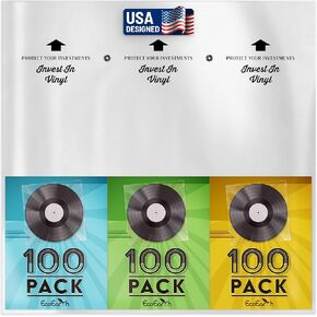 Premium Record Sleeves for Album Covers (50 Pack, 12 x 12 inch, 2 mil Thick), Protective Plastic Inner Sleeves for Vinyl Record Albums, Media Collection Protection by EcoEarth
