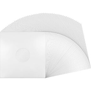 50 12" Record Jackets - White (Glossy Finish) - with Hole - #12JWWHHH - Protect Against Dust and Wear!
