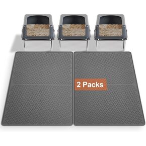 Odoland 2PCS Silicone Cat Litter Mat 20.7 * 14.8in - Cat Litter Box Mat Scatter Control, Litter Trapping Mat Pet Litter Tray Mat Waterproof Durable Non-Slip Washable Cat Litter Catcher Mat