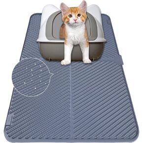 Cat Litter Mat Litter Trapping Mat, Waterproof Urine Proof Kitty Litter Mat, Easy Clean Cat Litter Box Mat, Washable Silicone Cat Litter Mat, No Slip, Cat Supplies for Indoor Cats(Gray, 24x15 Inch)