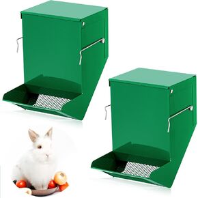 Maxcheck 2 Pcs Small Animal Feeder with Lid 4.7 Inch Rabbit Food Dispenser Automatic Rabbit Feeders for Cages Small Animals Feeder for Rabbit Guinea Pig
