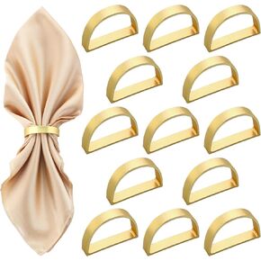 Gold Napkin Rings Set, Metal Napkin Ring Holders Buckles Apple Shaped for Dinner Table Settings, Metallic Adornment for Christmas Thanksgiving Holiday Dinner Party Wedding (12, Bright Gold)