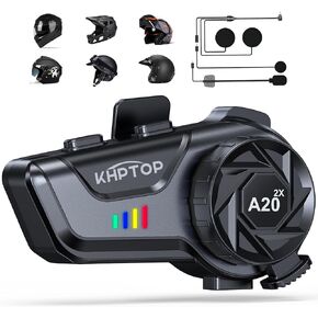 Motorcycle Bluetooth Headset with Music Sharing, Motorcycle Helmet Bluetooth with IP67 Waterproof, Helmet Intercom Communication Systems with Hi-FI Speakers Compatible All Helmets