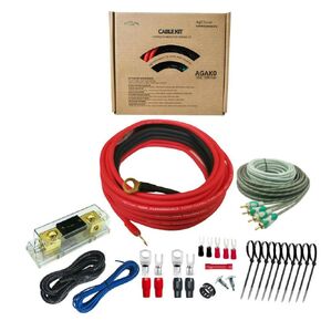 1/0 Gauge Amplifier Wiring Kit, Power Handling Complete Amplifier Wire Kit for High-Performance Car Audio Maximum Sound Quality and Power Efficiency to Your Radio, Subwoofers and Speakers
