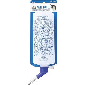 Pet Lodge® Cage Water Bottle | Opaque Water Bottle w/Fun Graphics | Great for Indoor Use | No Drip Water Bottle | 32 Oz.