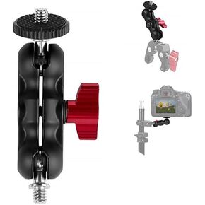 Double Ball Head Mount Multi-Function Aluminum Mini Magic Arm with 1/4"-20 Screw for Monitor/LED Light/Microphone, Max Load up to 4.4lb
