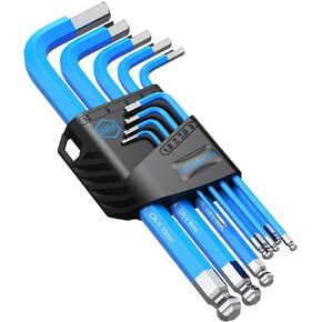 Allen Wrench Hex Key Set 1.5mm-10mm, 9PCS Metric Long Ball End Allen Key Set L-key with Visible Coding for Bike Motorcycle Repair Furniture Assembly Household DIY