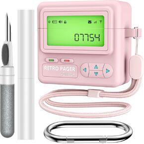 YWXTW for AirPods 4 Case 2024, Retro Beeper Pager Silicone Protective Cover Case with Keychain/Lanyard/Cleaner Kit, Drop Protection Cute Accessories (Light Pink)