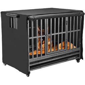 48 inch Heavy Duty Dog Crate Covers Durable 600D Polyester Insulated Dog Kennel Cover Soundproof Windproof Rainproof Shading Fit for Wire Dog Cage Covers with Breathable Side Window ( ONLY COVER)
