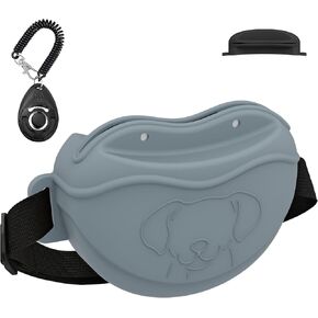 TUCANA Silicone Dog Treat Pouch for Pet Training – Upgraded 4 Strong Magnets Enhanced Magnetic Closure, Ease of Cleaning, Come with Adjustable Wasit Belt and Effective Dog Clicker (Pink)