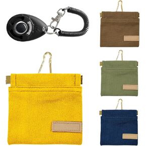 Dog Treat Pouch with Training Clicker, Treat Pouches for Pet Training, Cotton and Linen Dog Training Treat Pouch (Green)