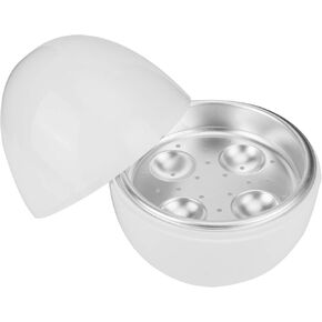 Microwave Egg Boiler, 4 Capacity, White Microwave Hardboiled Egg Maker, Hardness & Soft Egg Cooker Under 9 minutes