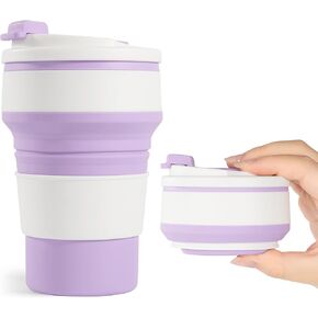 2Pcs Collapsible Cup for Traveling, Collapsible Silicone Travel Cup for Hot and 2 Drinks, Leak Proof Silicone Folding Travel Coffee Mug for Camping & Hiking, BPA Free 12oz Green