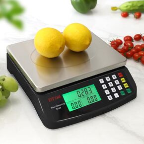 Large Digital Kitchen Scale Black 30kg/66lb Commercial Food Scale Stainless Steel with LCD Display Price Computing Scale for Restaurant Baking Bread Meat Prep Counting Scale for Parts and Coins