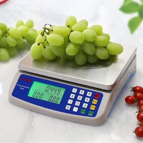 Large Digital Kitchen Scale Black 30kg/66lb Commercial Food Scale Stainless Steel with LCD Display Price Computing Scale for Restaurant Baking Bread Meat Prep Counting Scale for Parts and Coins