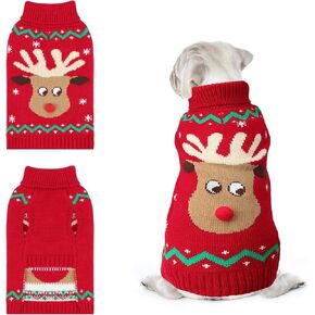Thanksgiving Dog Turkey Sweaters Pullover Knitwear,Thick Warm Pet Knitted Clothes, Fall Turtleneck Dog Sweaters for Medium Large Dogs Girl Boy Pet Outfits Sweatshirt for Cold Weather L